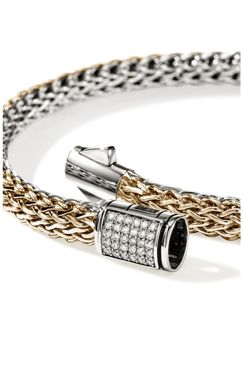 Icon Bracelet, Reversible, Diamonds, 5mm, Alternate, color, SILVER AND GOLD