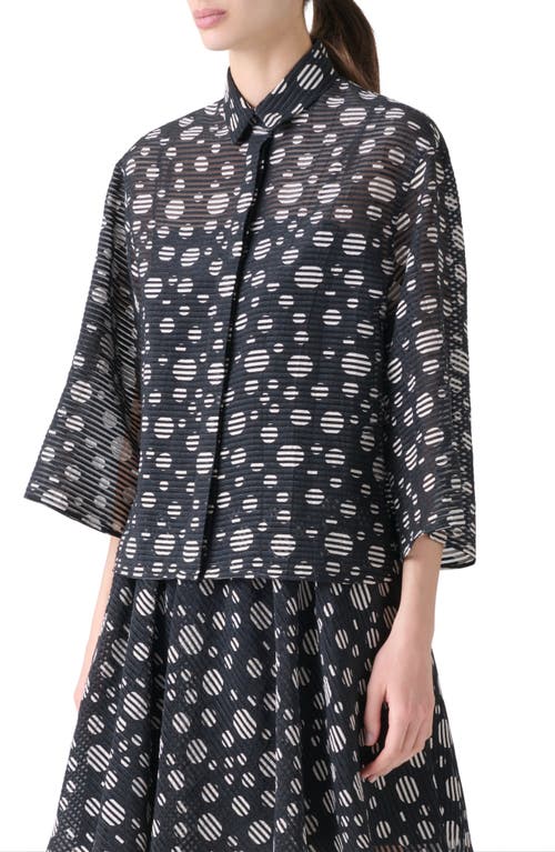 Akris Punto Circle Print Burnout Stripe Boxy Shirt