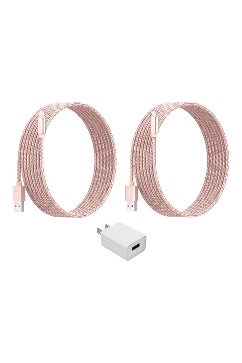 Lightning USB Charger & Cube 3-Piece Set - Rose Gold, Main, color, ROSE GOLD/ WHITE