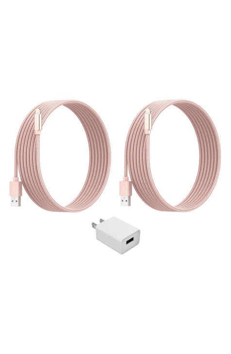 Lightning USB Charger & Cube 3-Piece Set - Rose Gold