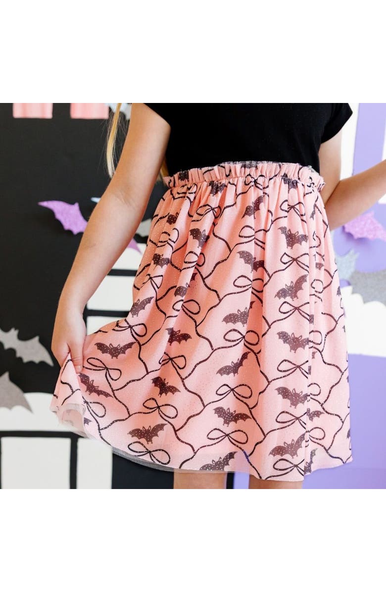 Sweet Wink Bat Trellis Halloween Short Sleeve Tutu Dress, Alternate, color, 