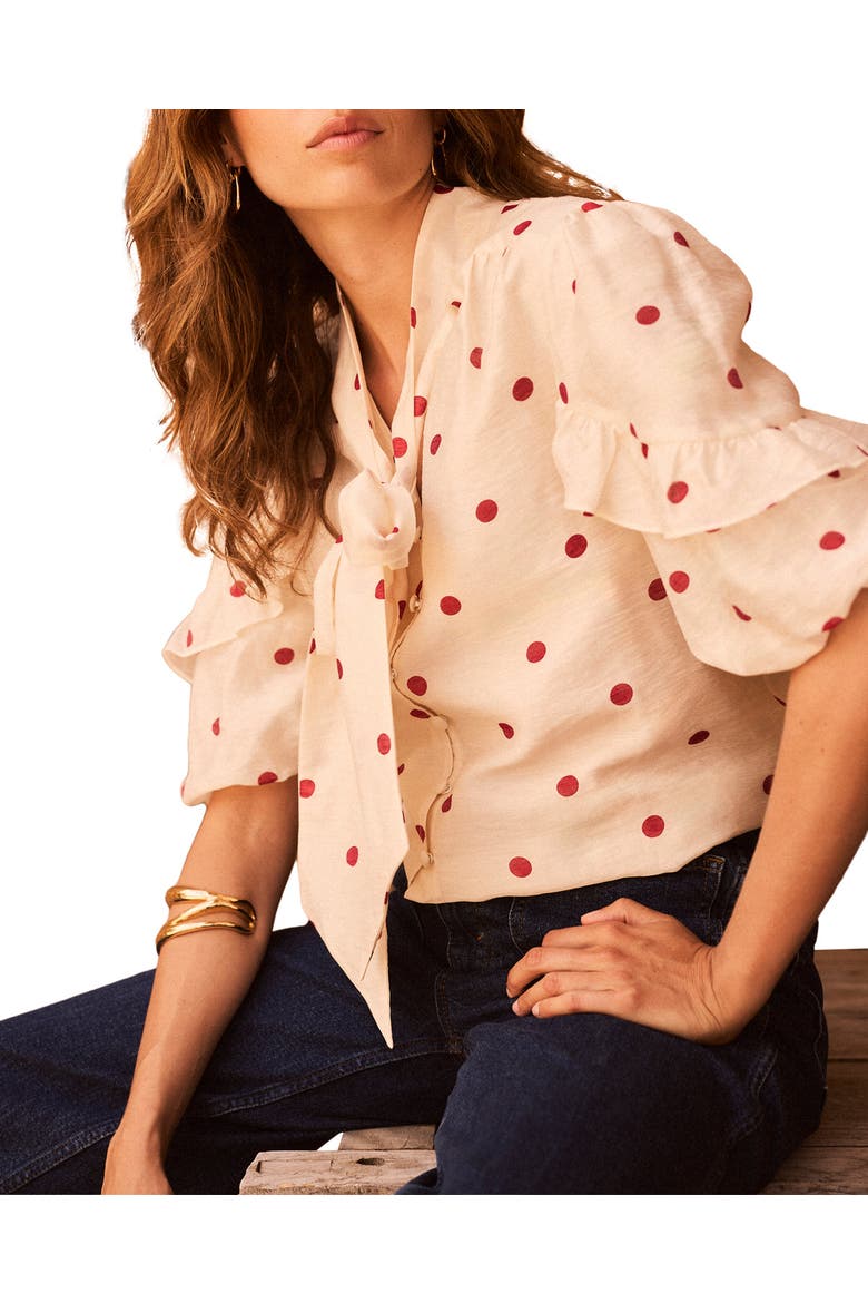 Polka Dot Blouse, Alternate, color, Red