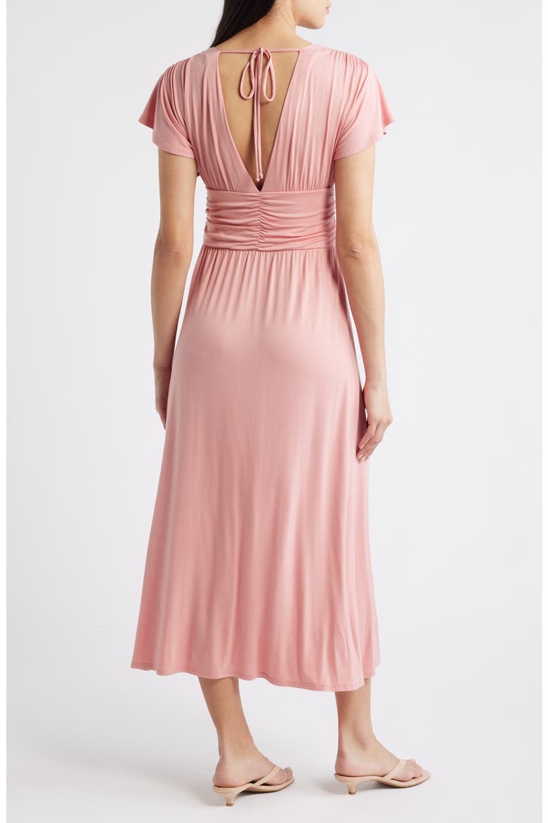 Ruched Bodice Midi Dress, Alternate, color, DUSTY ROSE