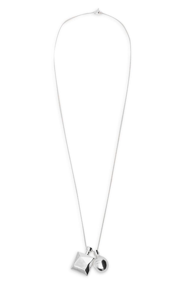 MANGO Geometric Charm Necklace, Main, color, Silver