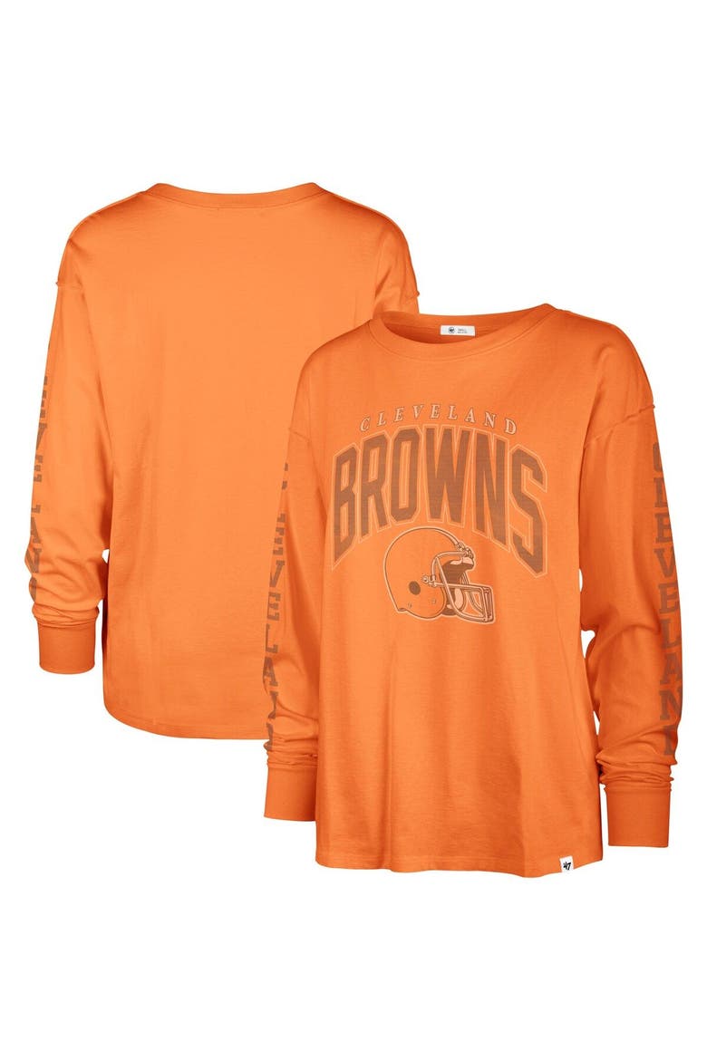 Women's '47 Orange Cleveland Browns Tom Cat Lightweight Long Sleeve T-Shirt, Main, color, Orange