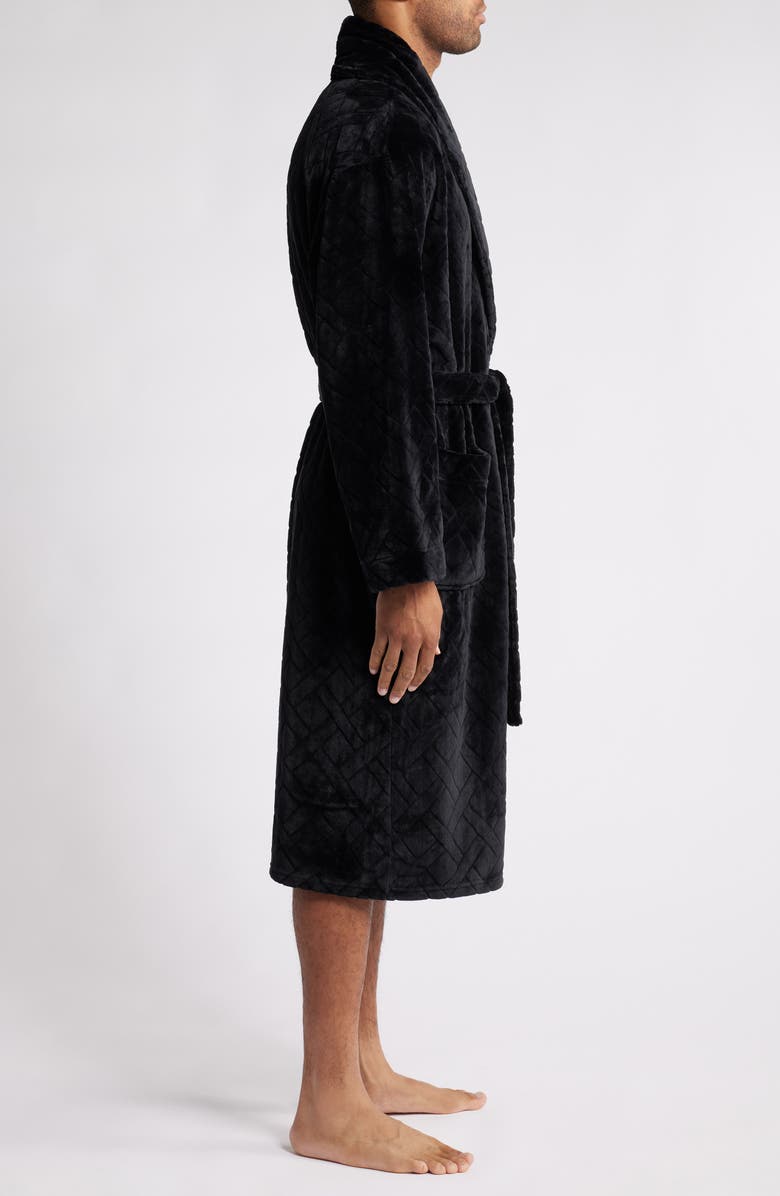 Majestic International Crossroads Basket Weave Fleece Robe, Alternate, color, Black