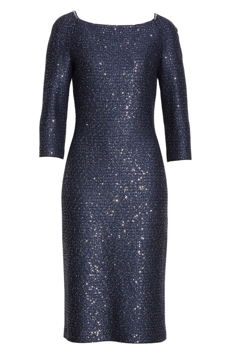 St. John Evening Glimmering Sequin Knit Cocktail Dress, Alternate, color, 