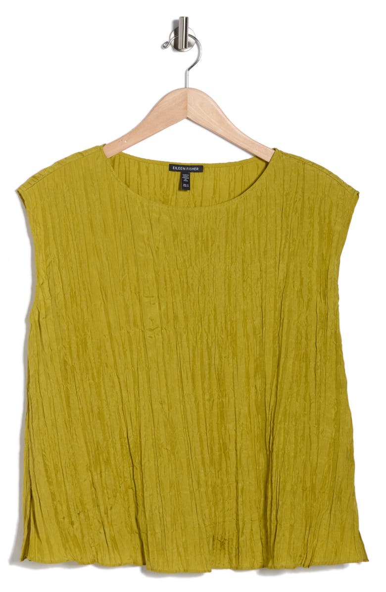Eileen Fisher Crinkle Silk Top, Alternate, color, Golden Pear
