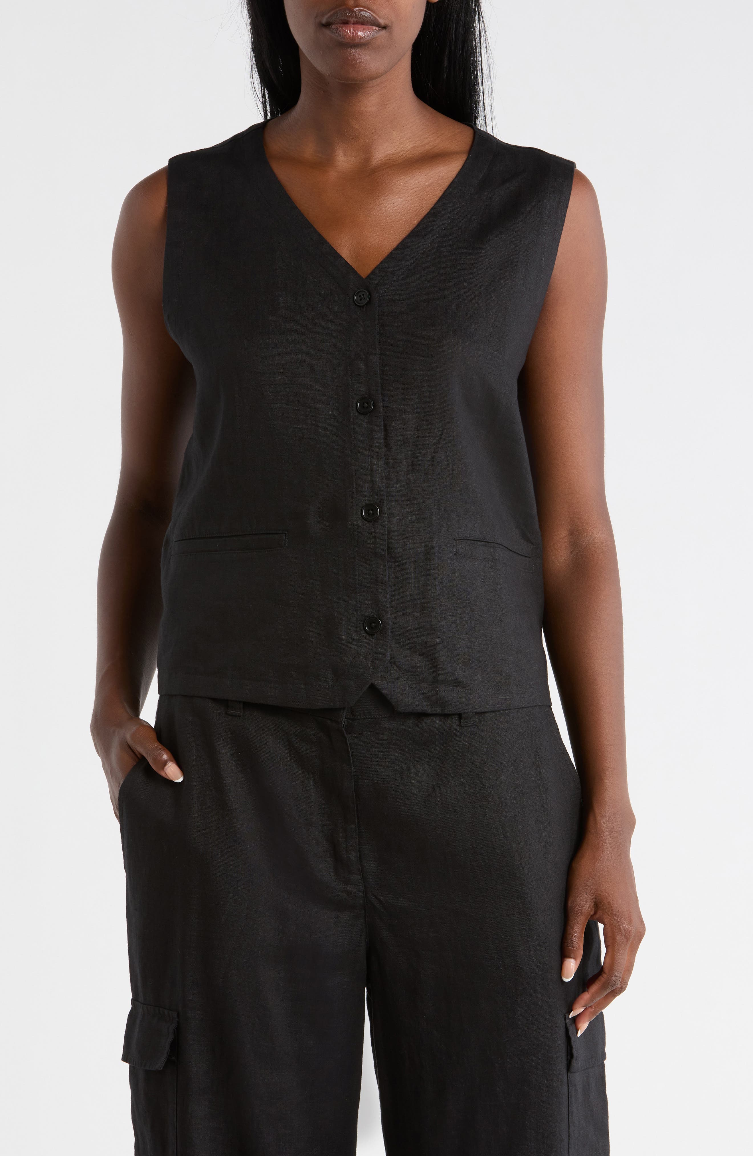 Eileen Fisher V-Neck Organic Linen Vest