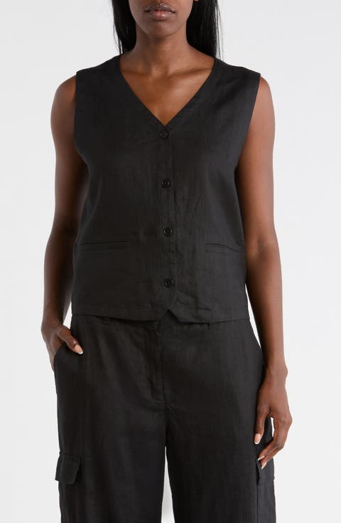 V-Neck Organic Linen Vest