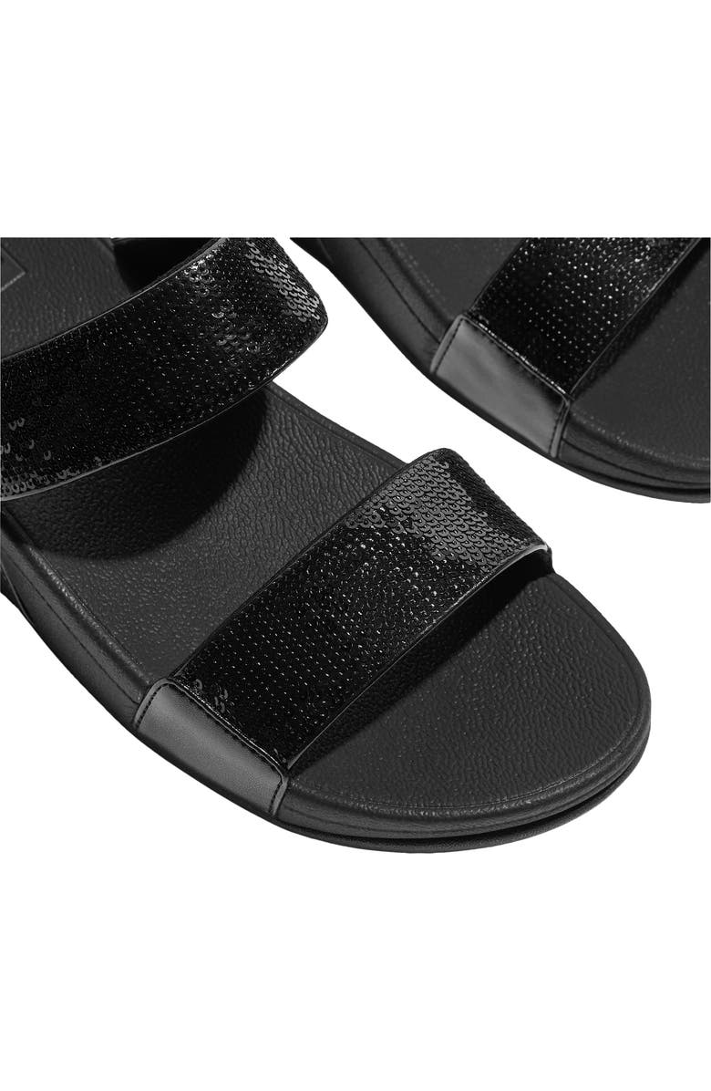 FitFlop Lulu Sequin Slide Sandal, Alternate, color, All Black