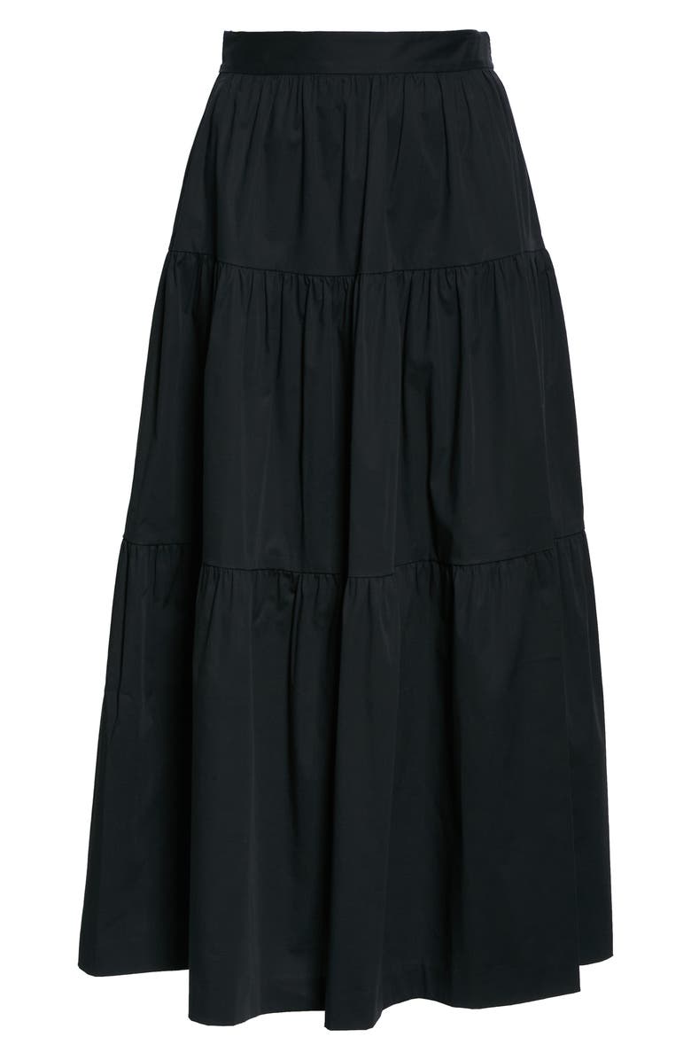 STAUD Tiered Stretch Cotton Maxi Skirt, Alternate, color, 