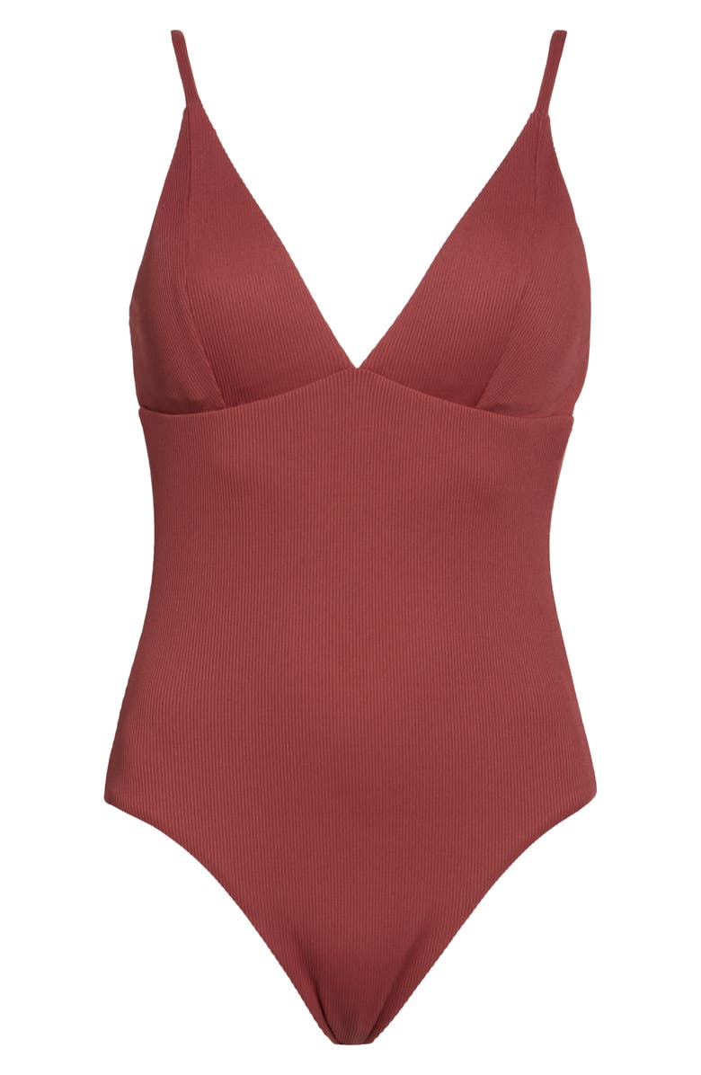 Becca V-Neck Underbust One Piece Swimsuit, Alternate, color, 