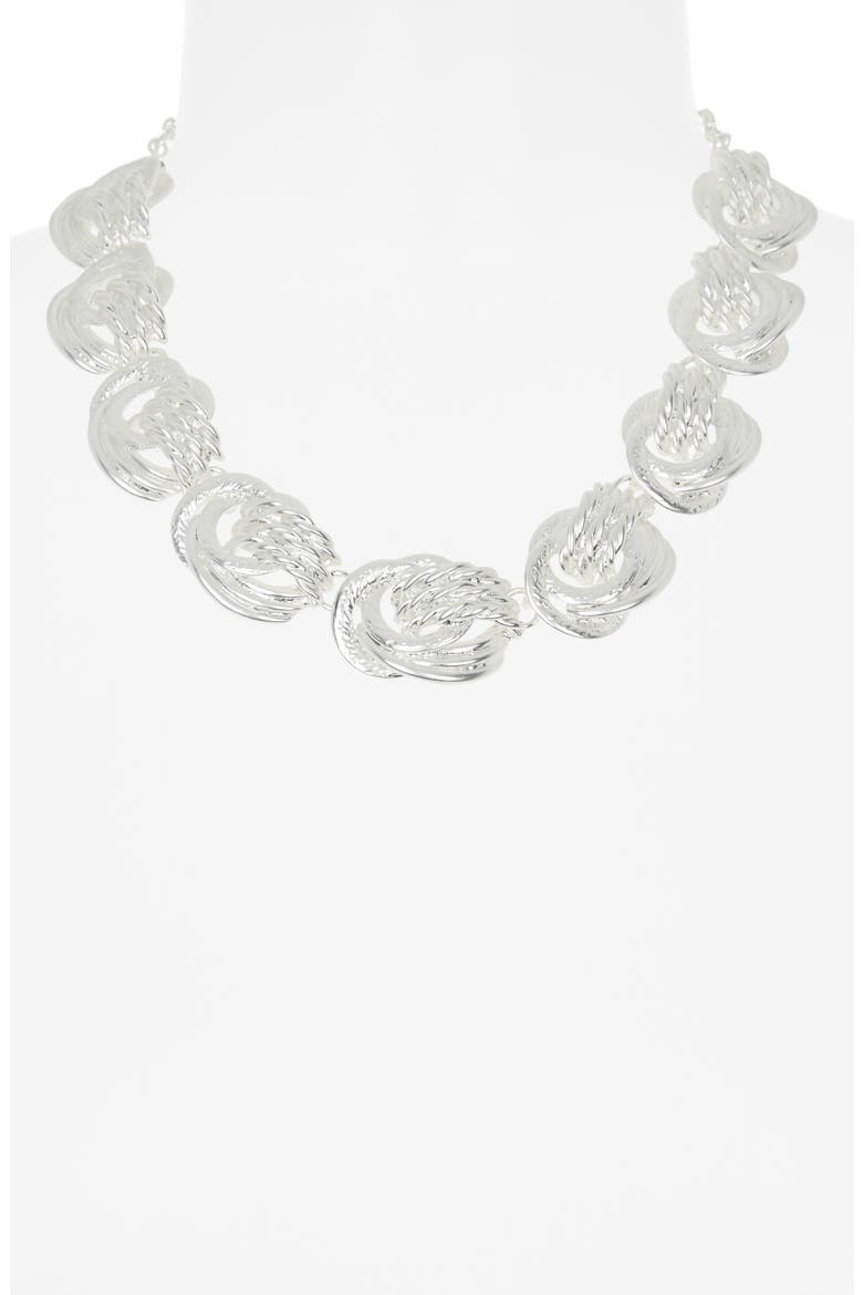 Knot Link Collar Necklace, Alternate, color, SILVER