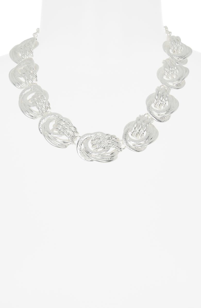 Karine Sultan Knot Link Collar Necklace, Alternate, color, Silver