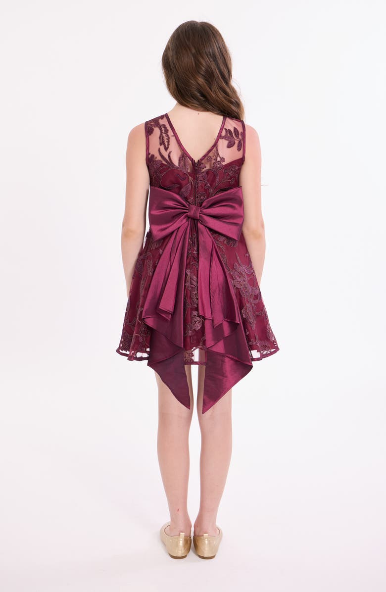 Iris & Ivy Kids' Bow Back Taffeta Party Dress, Alternate, color, Burgundy