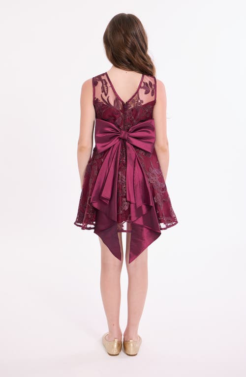 Iris & Ivy Kids' Bow Back Taffeta Party Dress In Burgundy
