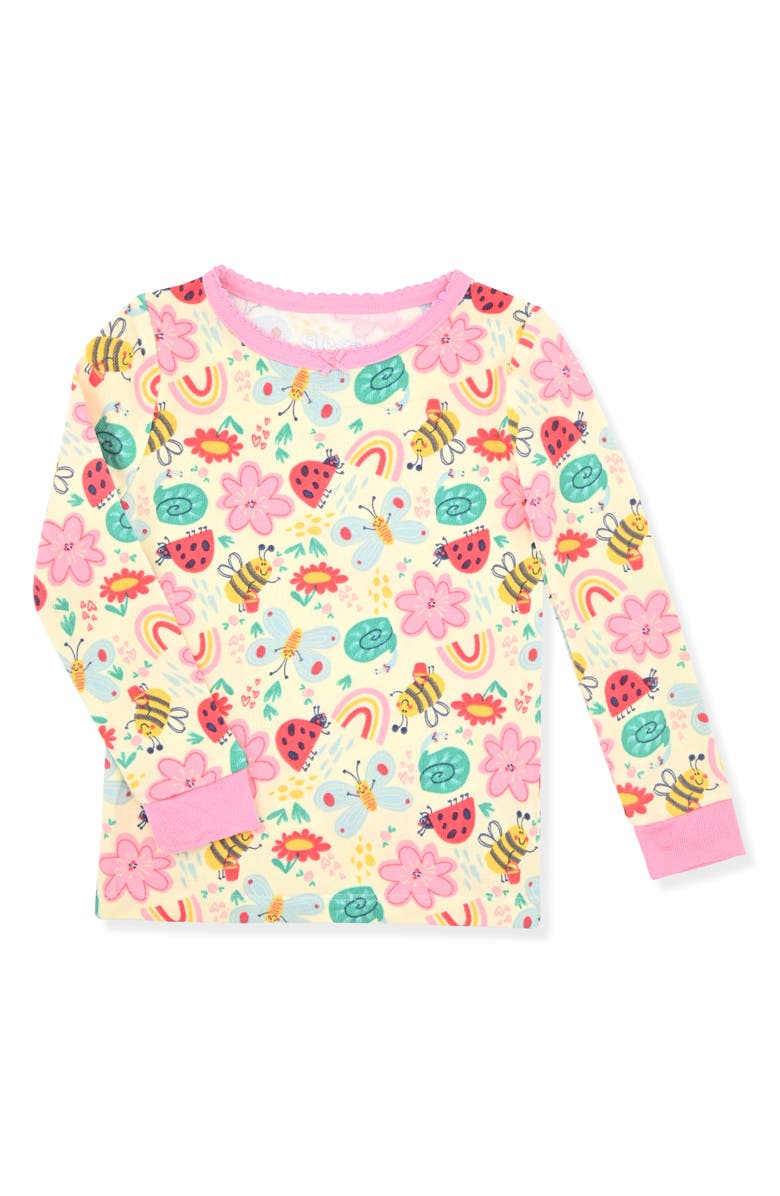 SLEEP ON IT Kids' Fitted Two-Piece Pajamas & Socks Set, Alternate, color, Pink Multi