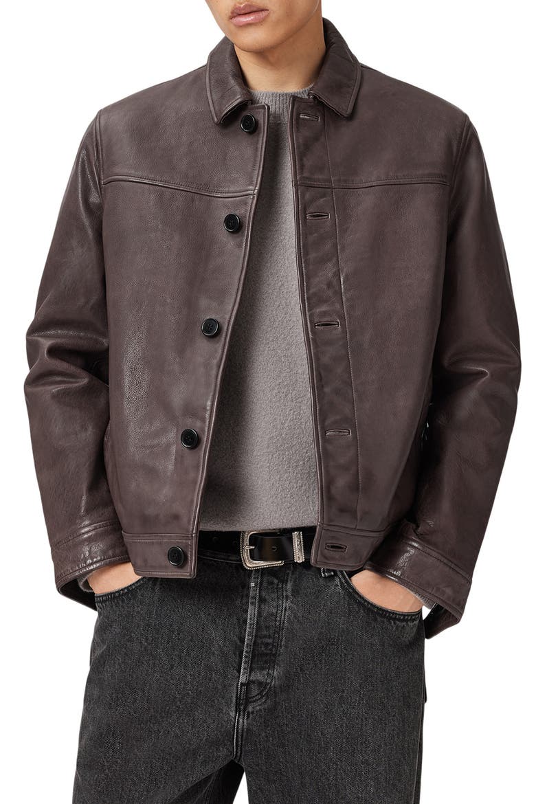 Nates Leather Jacket, Main, color, TRAIL BROWN