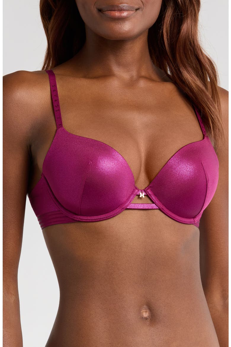 Microfiber Metallic T-Shirt Bra, Main, color, SUGARPLUM PURPLE/ MAGENTA FOIL