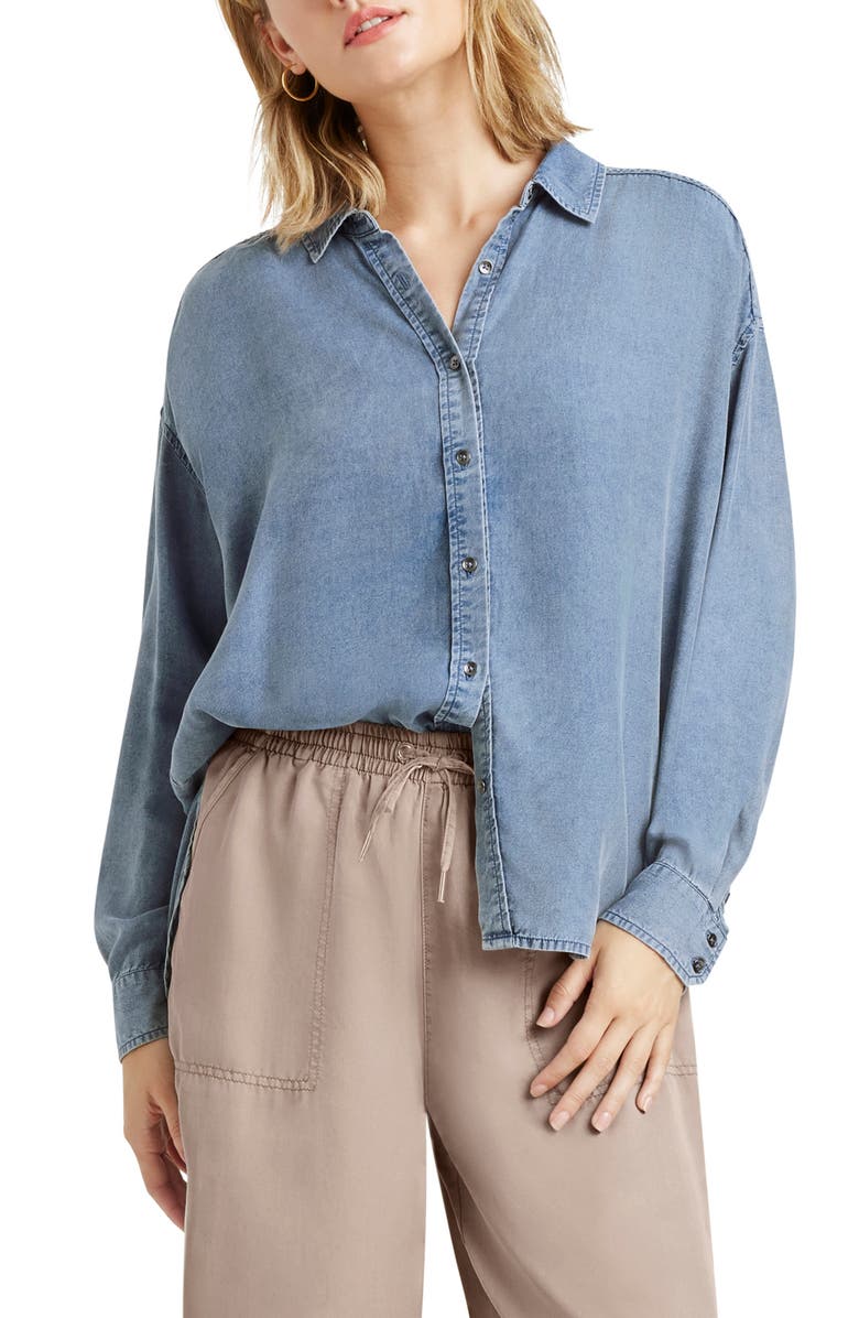 Splendid Ella Button-Down Shirt, Alternate, color, Indigo