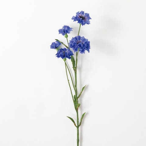 Sullivan's Cornflower Spray, Dark Blue Faux Floral Stem for Crafting, Weddings, Home and Holiday Decoration, 30 Inch