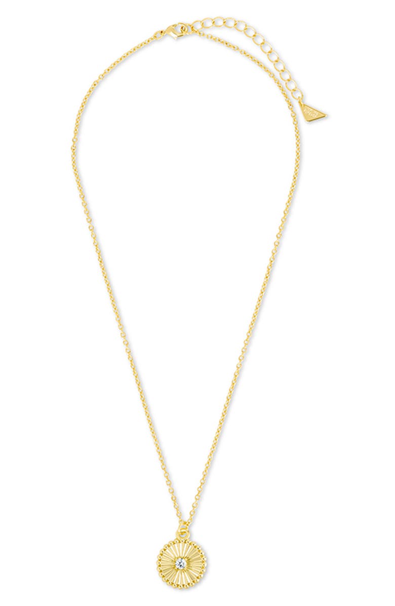 Sterling Forever Candiace Coin CZ Pendant Necklace, Alternate, color, Gold