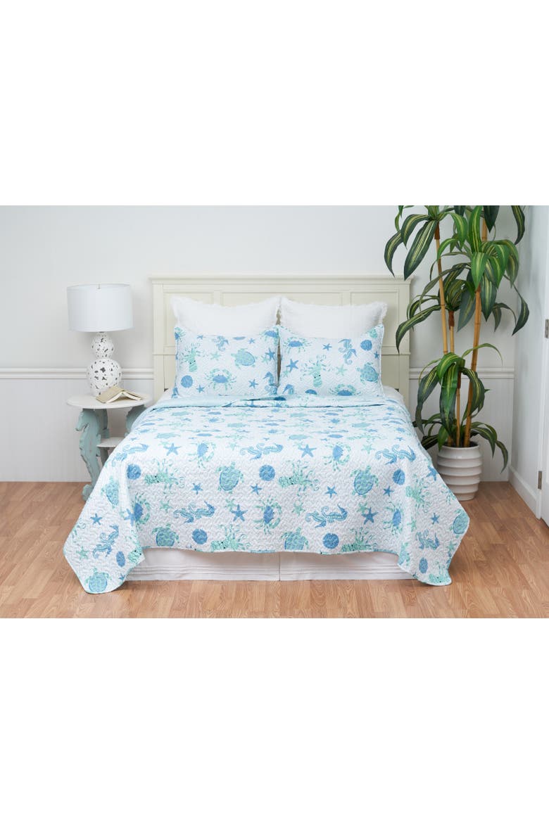 Outlook Beach Coastal Quilt Set, Alternate, color, Blue