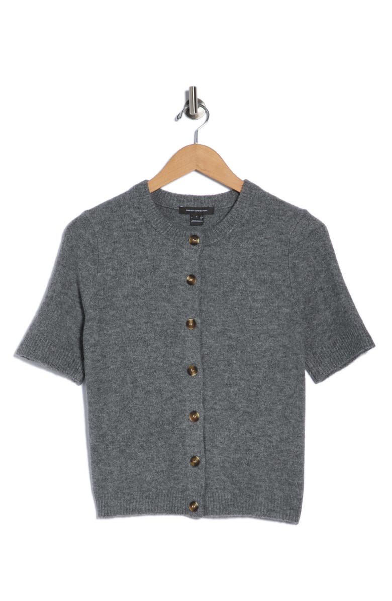 French Connection Short Sleeve Button-Up Cardigan, Alternate, color, Grey