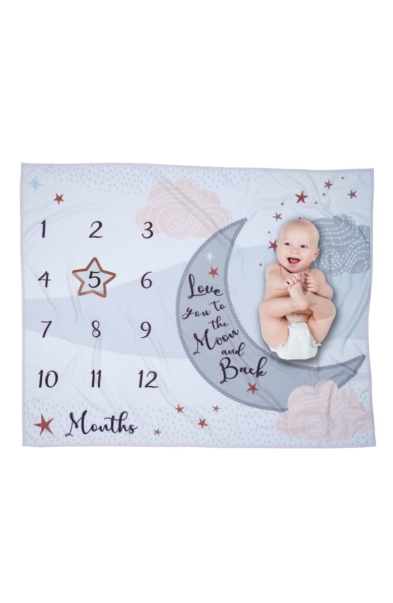 Lambs & Ivy Goodnight Moon Milestone Photo Opportunity Soft Fleece Baby Blanket, Main, color, Cream