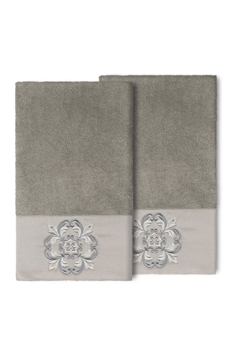 Alyssa Embellished Bath Towel - Set of 2 - Dark Gray, Alternate, color, DARK GRAY
