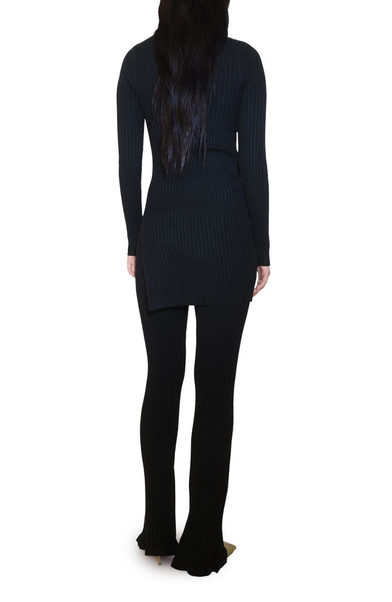 MANGO Rib Long Sleeve Minidress, Alternate, color, 