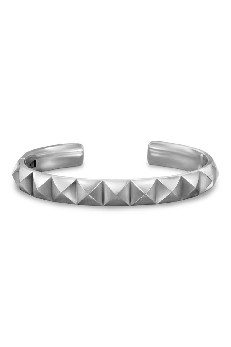Men's Pyramid Open Cuff Bracelet in Sterling Silver, 9.3mm, Alternate, color, STERLING SILVER
