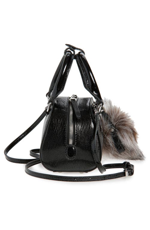 Diesel Women 1dr Dome Leather Shoulder Bag With Croco Effect In Black