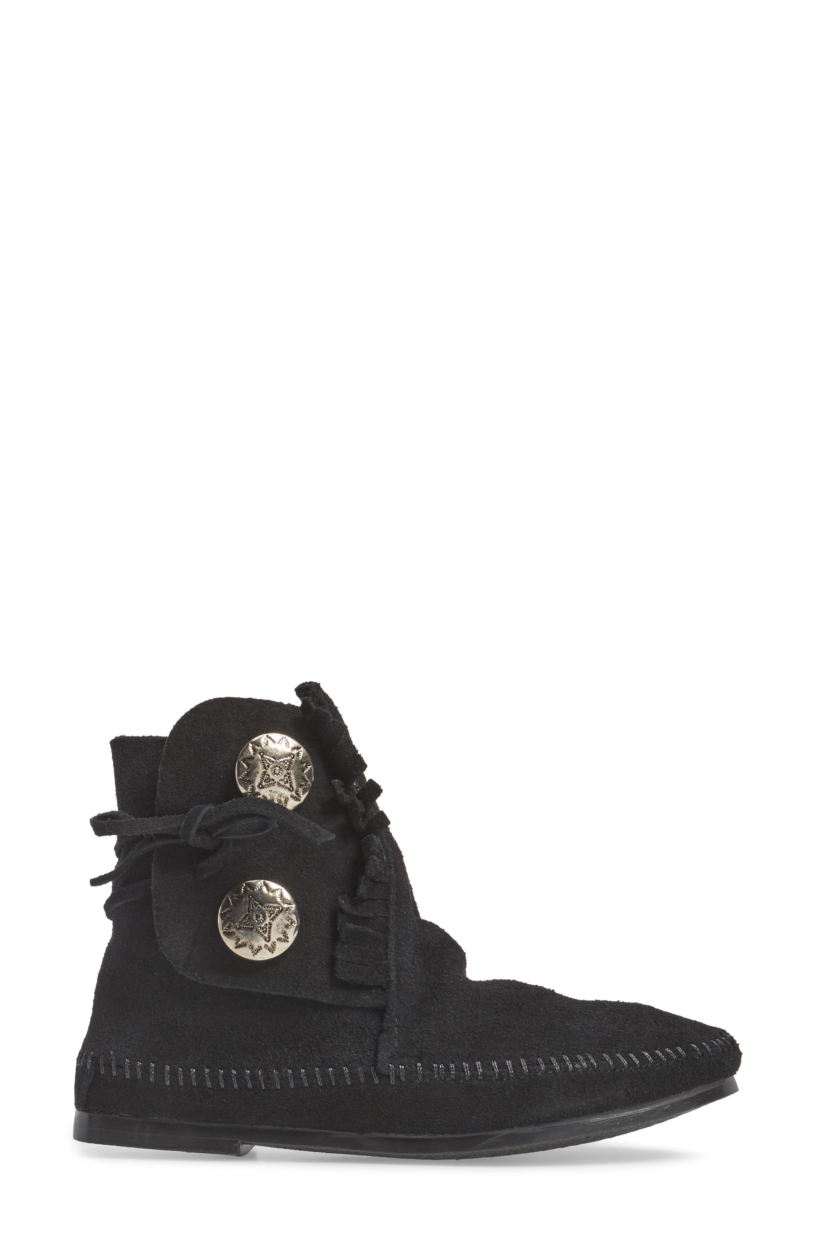Minnetonka Two-Button Hardsole Bootie, Alternate, color, Black