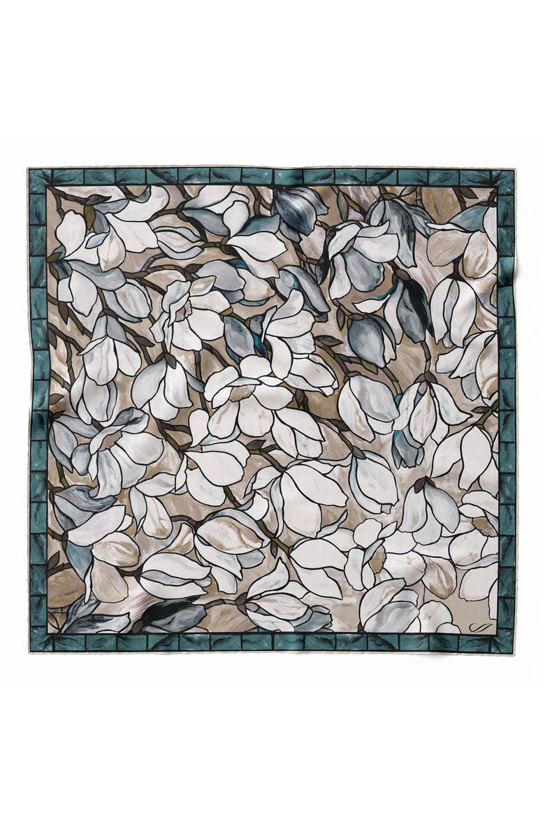 Clara - Silk Bandana, Main, color, Teal and Tan