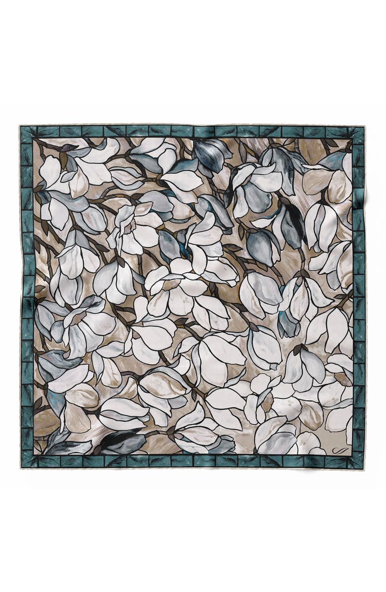 Elizabetta Clara - Silk Bandana, Main, color, Teal And Tan