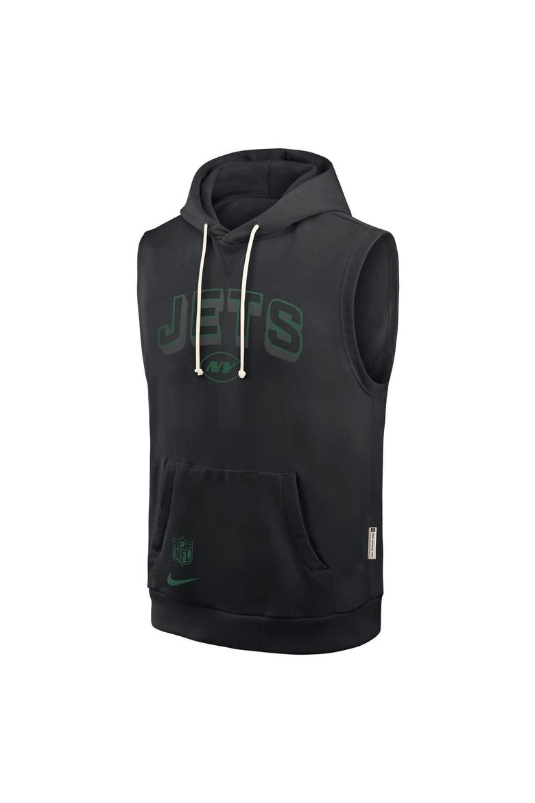 Men's Nike Black New York Jets Sideline Performance Sleeveless Pullover Hoodie, Alternate, color, Black