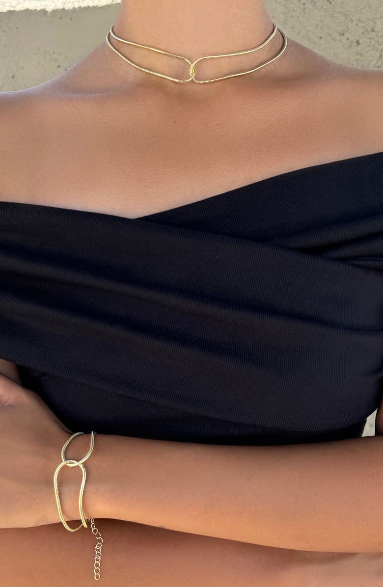 Adornia Interlocking Bracelet, Alternate, color, Gold