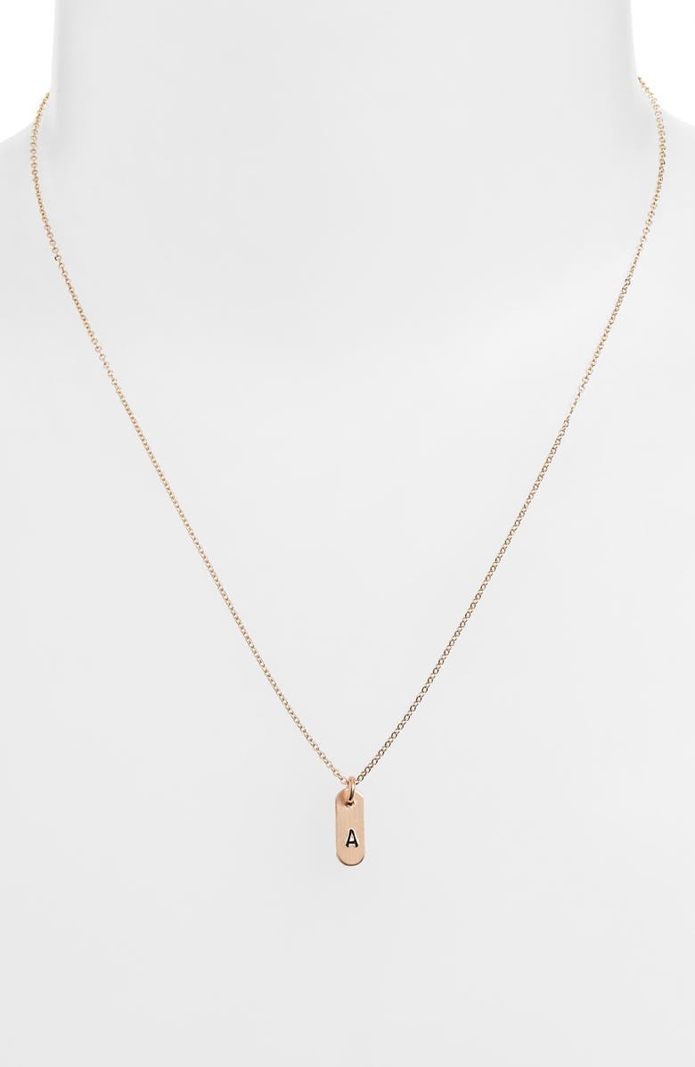 Nashelle 'Mini Initial' 14k-Gold Fill Bar Necklace, Alternate, color,