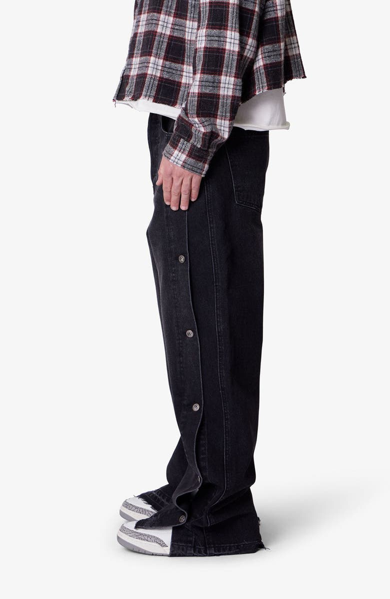 mnml Offset Button Baggy Jeans, Alternate, color, Black
