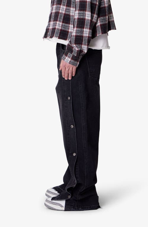 Mnml Offset Button Baggy Jeans In Black