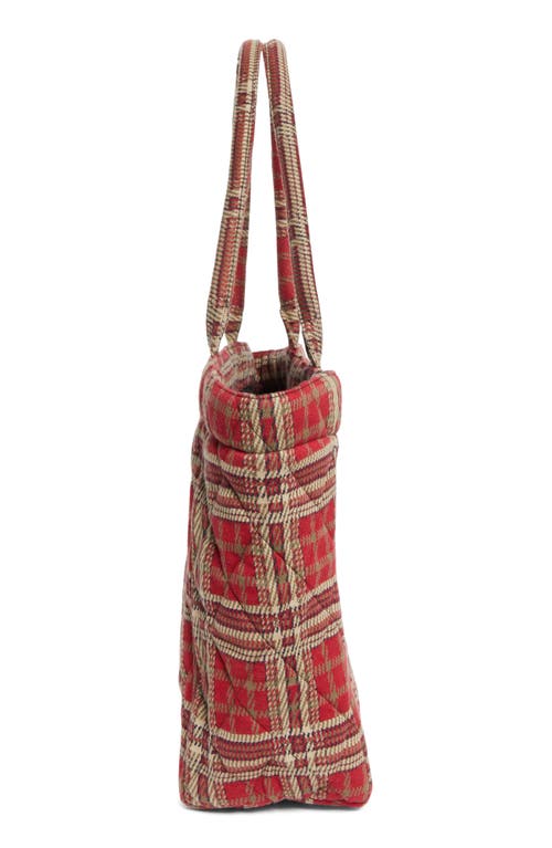 Isabel Marant Small Yenky Tartan Embroidered Logo Quilted Tote In Red