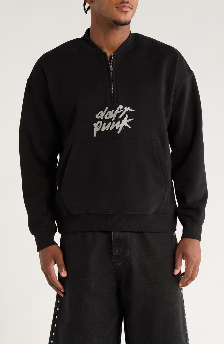 PLEASURES x Daft Punk Primetime Quarter Zip Sweatshirt, Main, color, Black