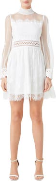 Endless Rose Mixed Lace Long Sleeve Cocktail Dress