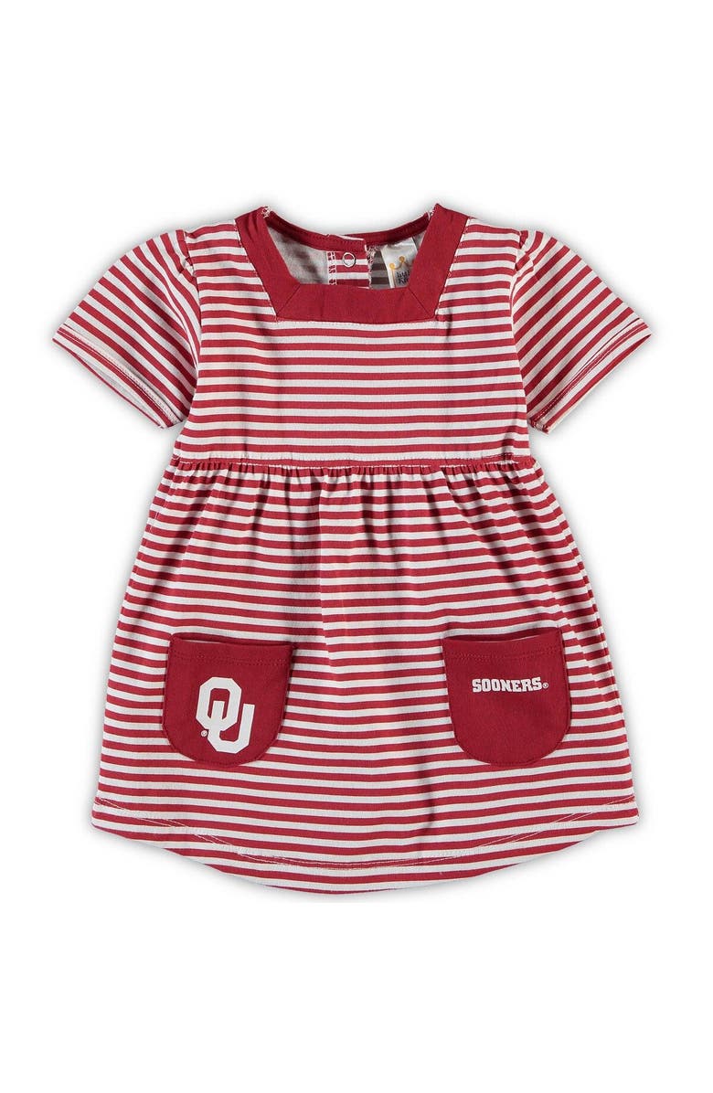 LITTLE KING Girls Toddler Crimson Oklahoma Sooners Striped Dress with Pockets, Alternate, color, Crimson