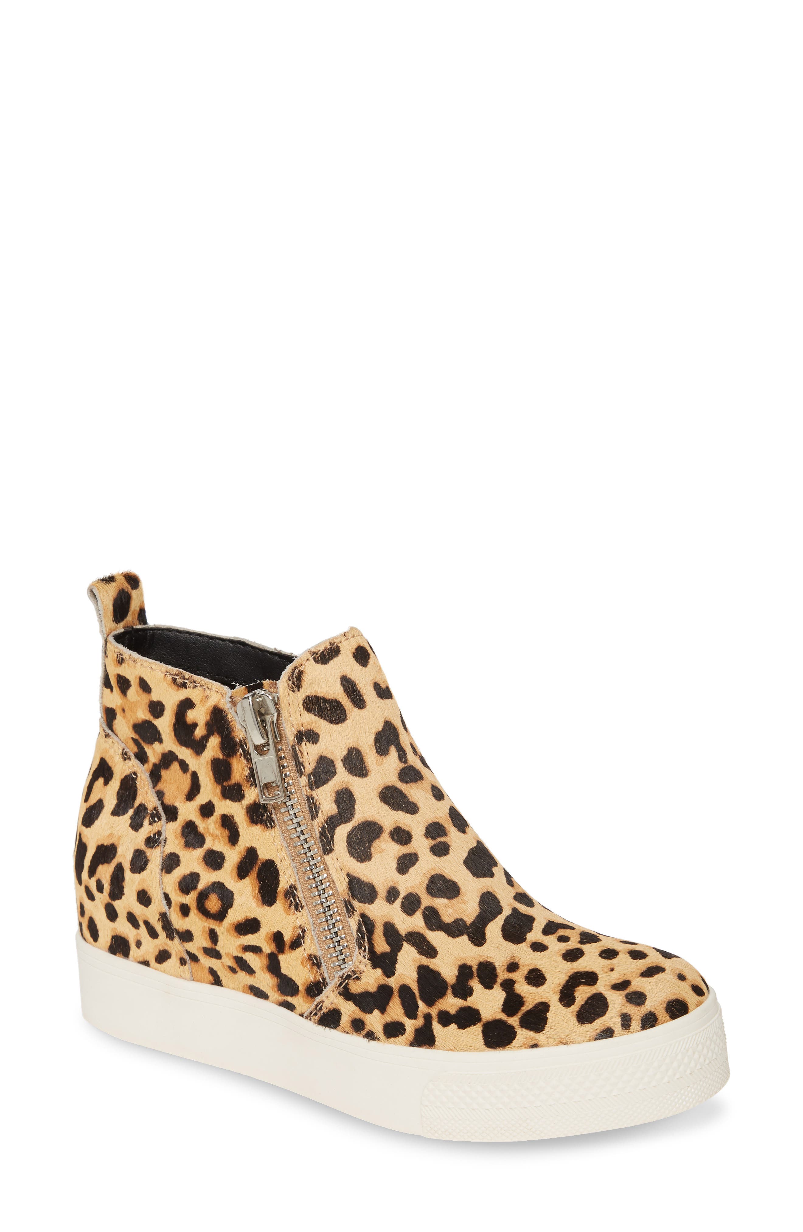 Wedgie High Top Genuine Calf Hair Platform Sneaker, Main, color, LEOPARD PRINT CALF HAIR
