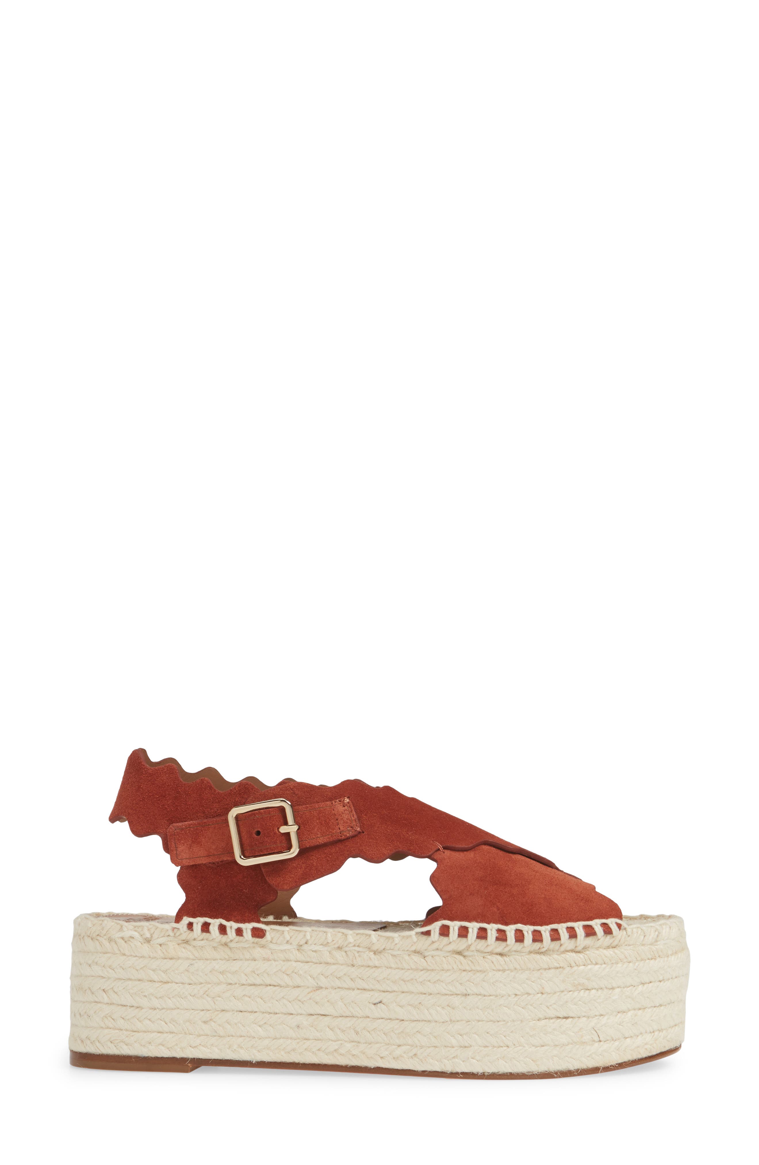 Chloé Lauren Scalloped Flatform Sandal, Alternate, color, 