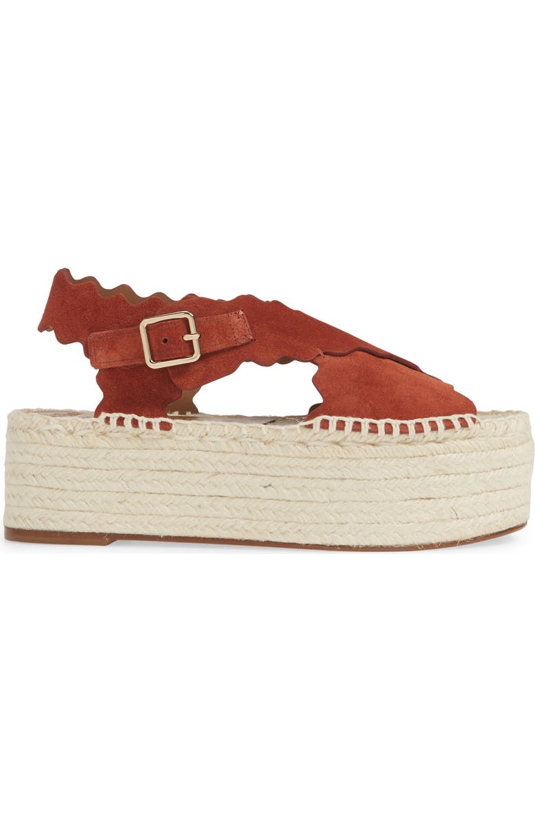 Chloé Lauren Scalloped Flatform Sandal, Alternate, color,