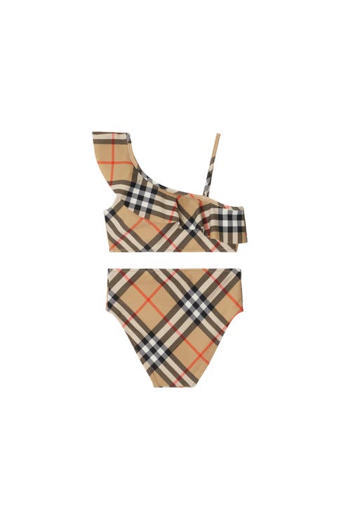 Shop Burberry Check Bikini In Sand